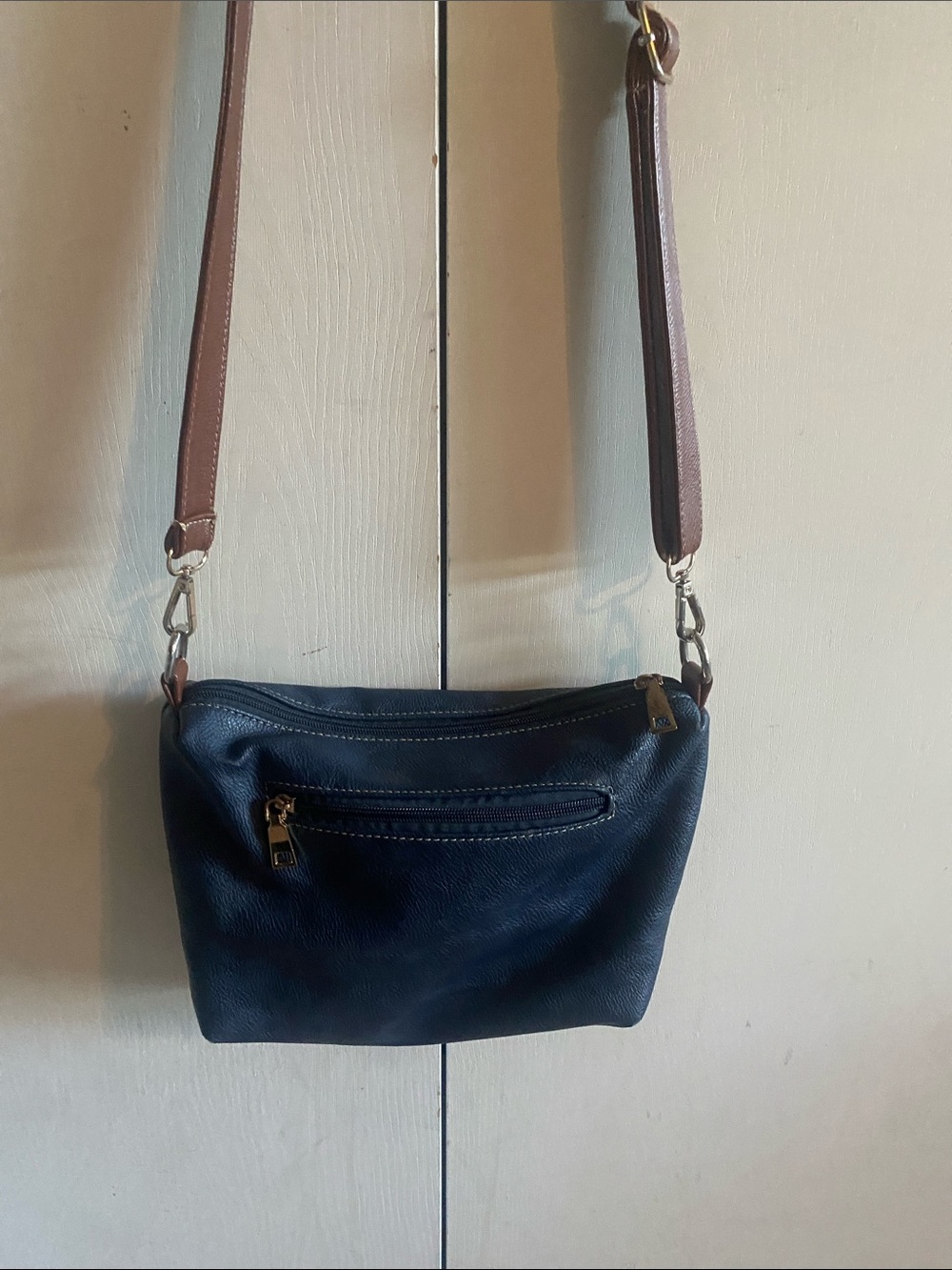 Leather Crossbody Bag - Navy Blue